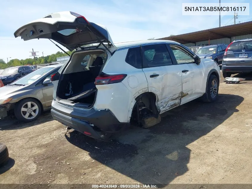 2021 Nissan Rogue S Intelligent Awd VIN: 5N1AT3AB5MC816117 Lot: 40243849