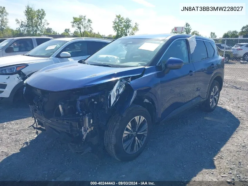 2021 Nissan Rogue Sv Intelligent Awd VIN: JN8AT3BB3MW228027 Lot: 40244443