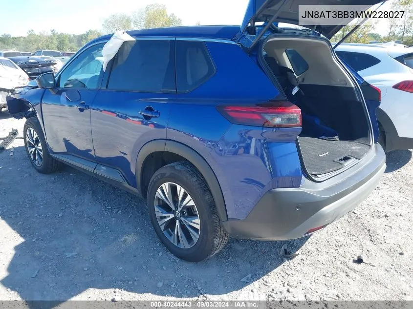 2021 Nissan Rogue Sv Intelligent Awd VIN: JN8AT3BB3MW228027 Lot: 40244443