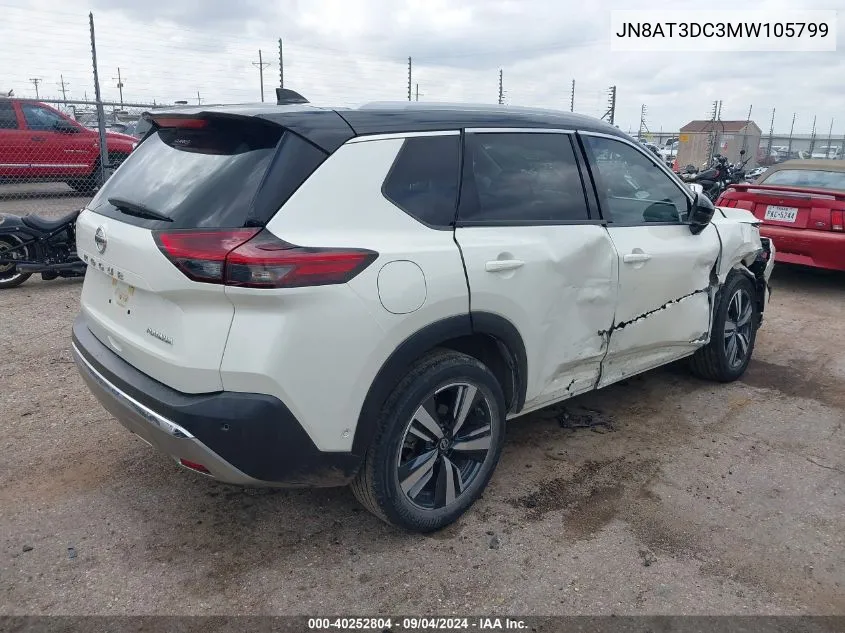 2021 Nissan Rogue Platinum Fwd VIN: JN8AT3DC3MW105799 Lot: 40252804