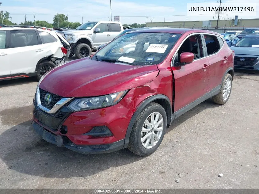 2021 Nissan Rogue Sport S Fwd Xtronic Cvt VIN: JN1BJ1AV0MW317496 Lot: 40255501