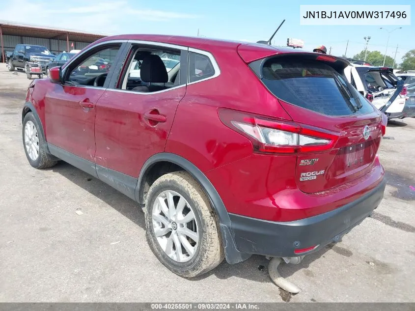 JN1BJ1AV0MW317496 2021 Nissan Rogue Sport S Fwd Xtronic Cvt