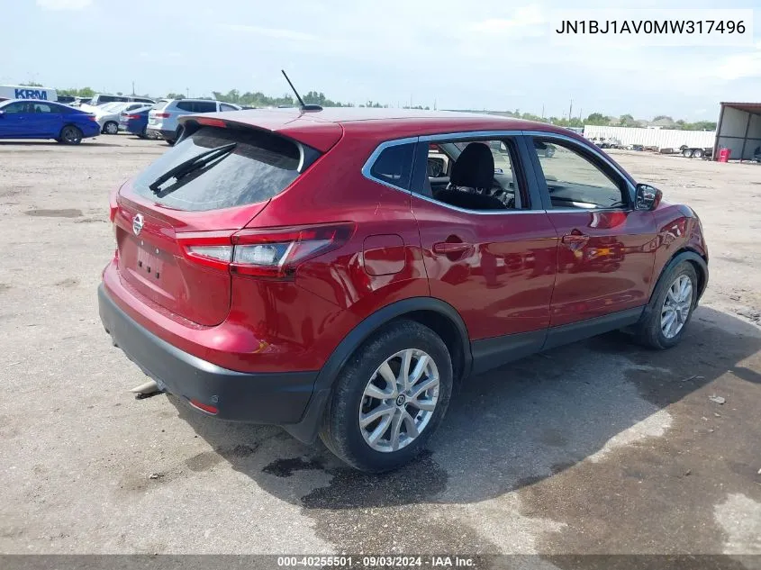 JN1BJ1AV0MW317496 2021 Nissan Rogue Sport S Fwd Xtronic Cvt