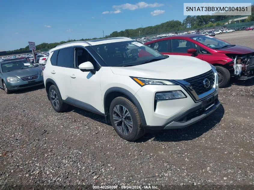 2021 Nissan Rogue Sv VIN: 5N1AT3BBXMC804351 Lot: 40258097