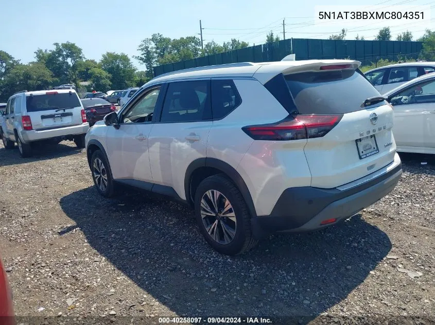 2021 Nissan Rogue Sv VIN: 5N1AT3BBXMC804351 Lot: 40258097