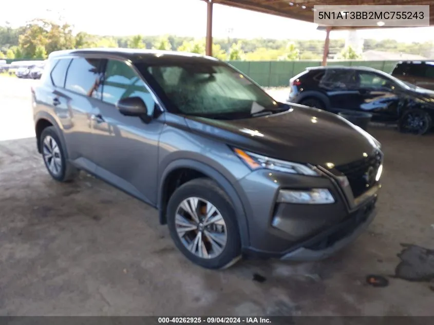 2021 Nissan Rogue Sv Intelligent Awd VIN: 5N1AT3BB2MC755243 Lot: 40262925