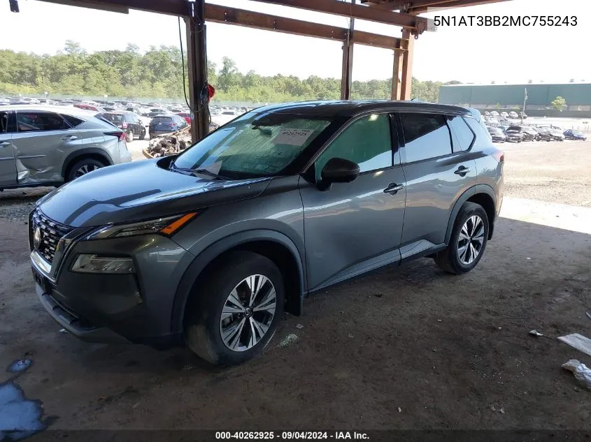 2021 Nissan Rogue Sv Intelligent Awd VIN: 5N1AT3BB2MC755243 Lot: 40262925