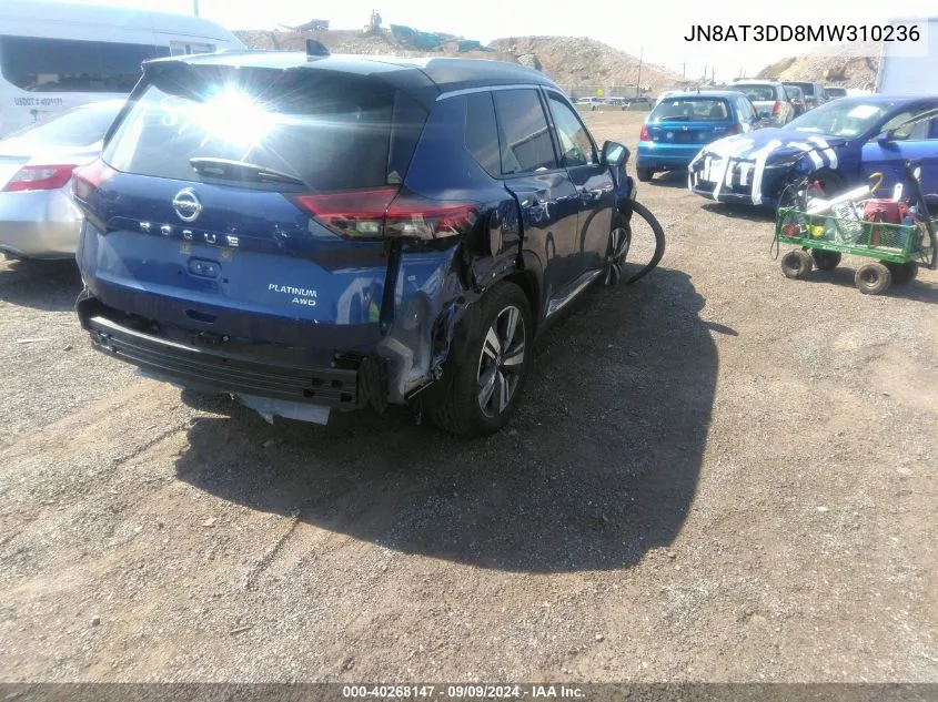 2021 Nissan Rogue Platinum Intelligent Awd VIN: JN8AT3DD8MW310236 Lot: 40268147