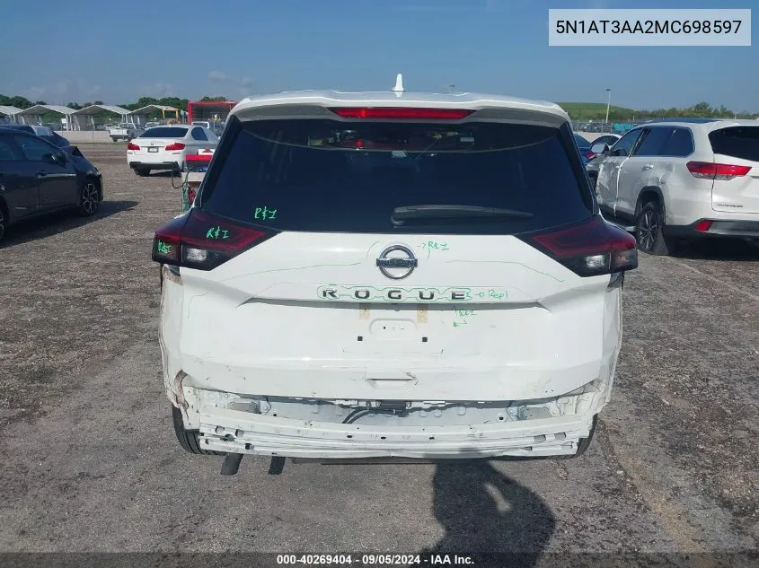 2021 Nissan Rogue S VIN: 5N1AT3AA2MC698597 Lot: 40269404