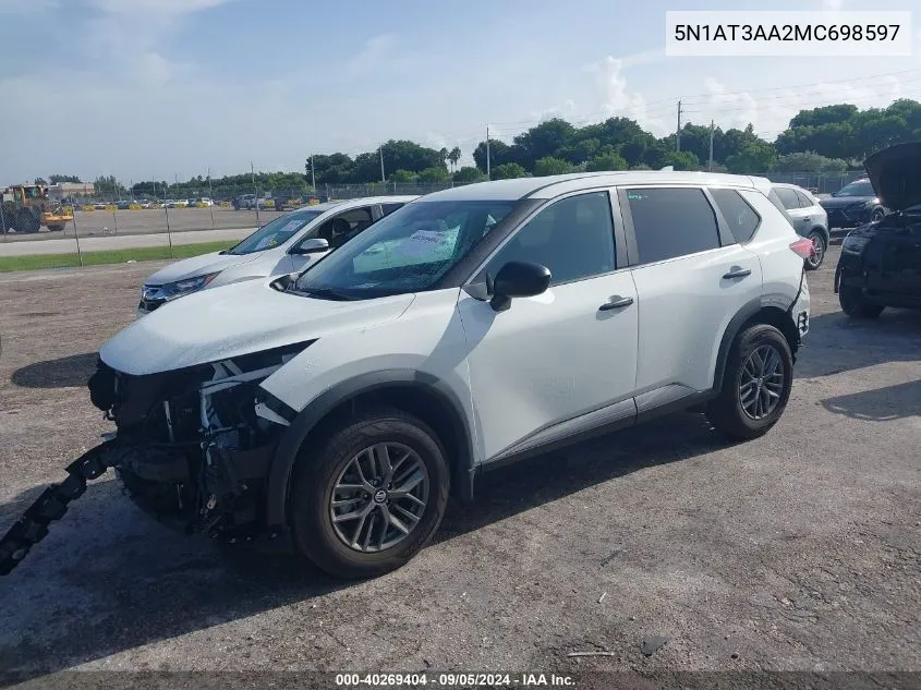 2021 Nissan Rogue S VIN: 5N1AT3AA2MC698597 Lot: 40269404