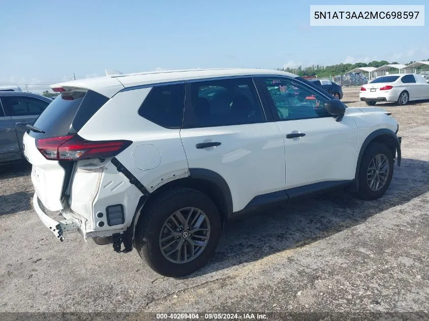 2021 Nissan Rogue S VIN: 5N1AT3AA2MC698597 Lot: 40269404