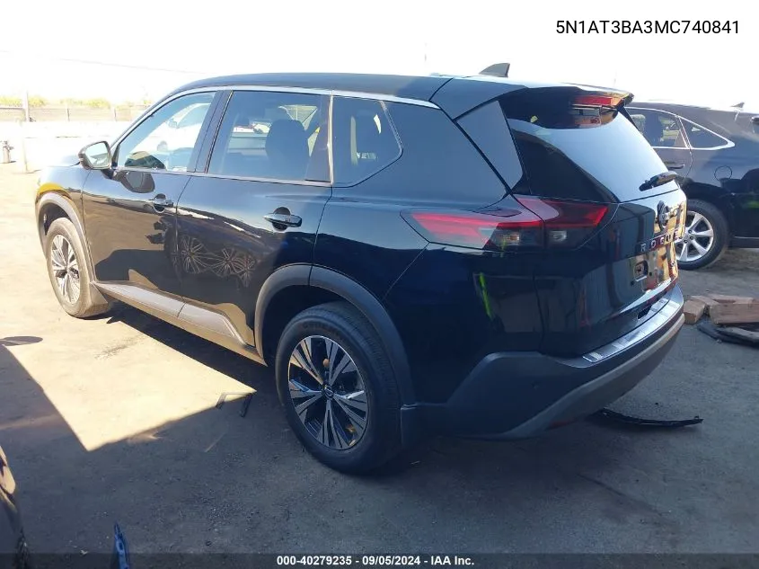 2021 Nissan Rogue Sv Fwd VIN: 5N1AT3BA3MC740841 Lot: 40279235