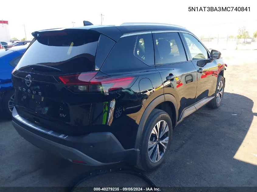 2021 Nissan Rogue Sv Fwd VIN: 5N1AT3BA3MC740841 Lot: 40279235