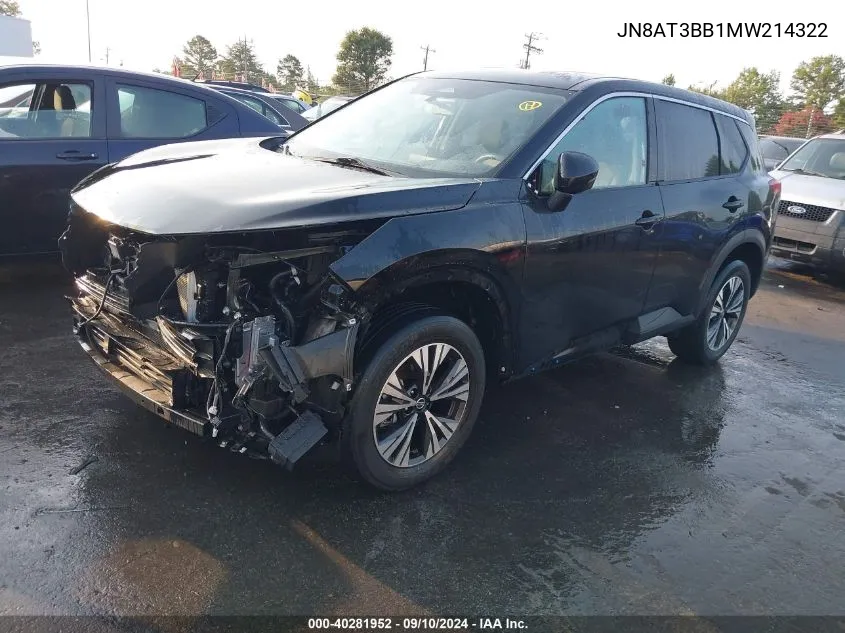 2021 Nissan Rogue Sv Intelligent Awd VIN: JN8AT3BB1MW214322 Lot: 40281952