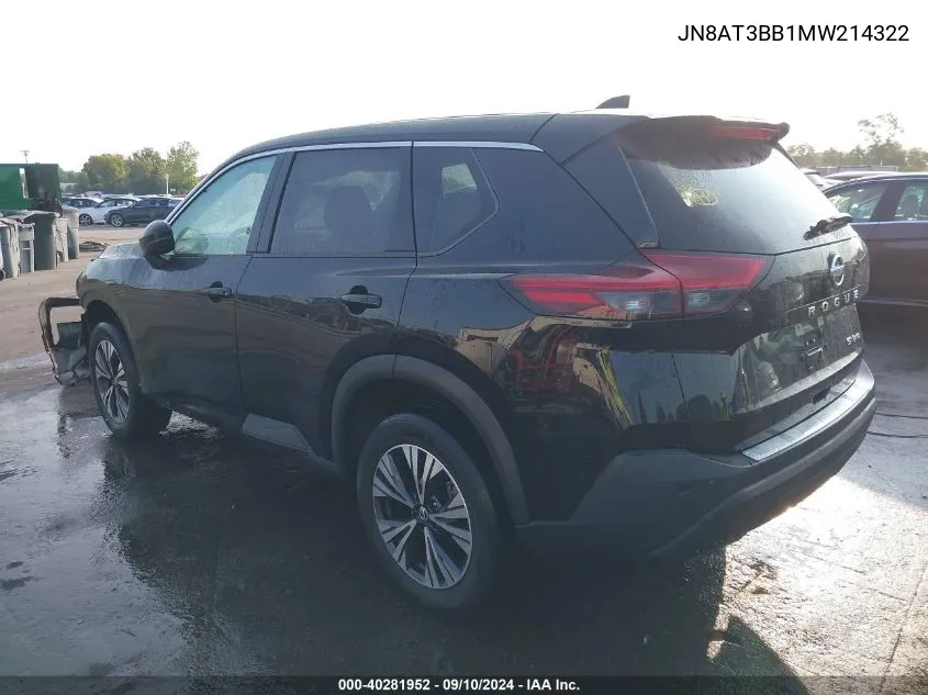 2021 Nissan Rogue Sv Intelligent Awd VIN: JN8AT3BB1MW214322 Lot: 40281952