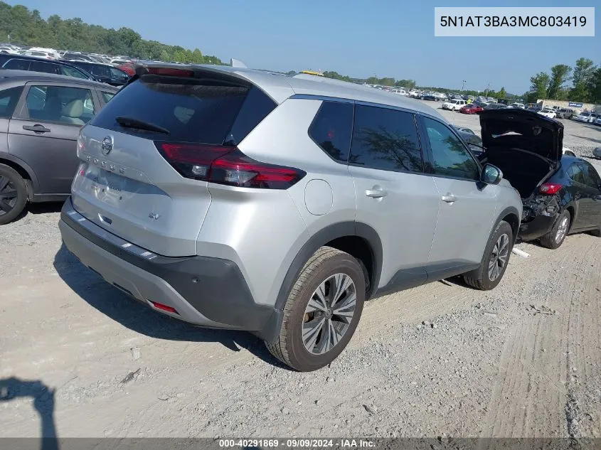 2021 Nissan Rogue Sv Fwd VIN: 5N1AT3BA3MC803419 Lot: 40291869