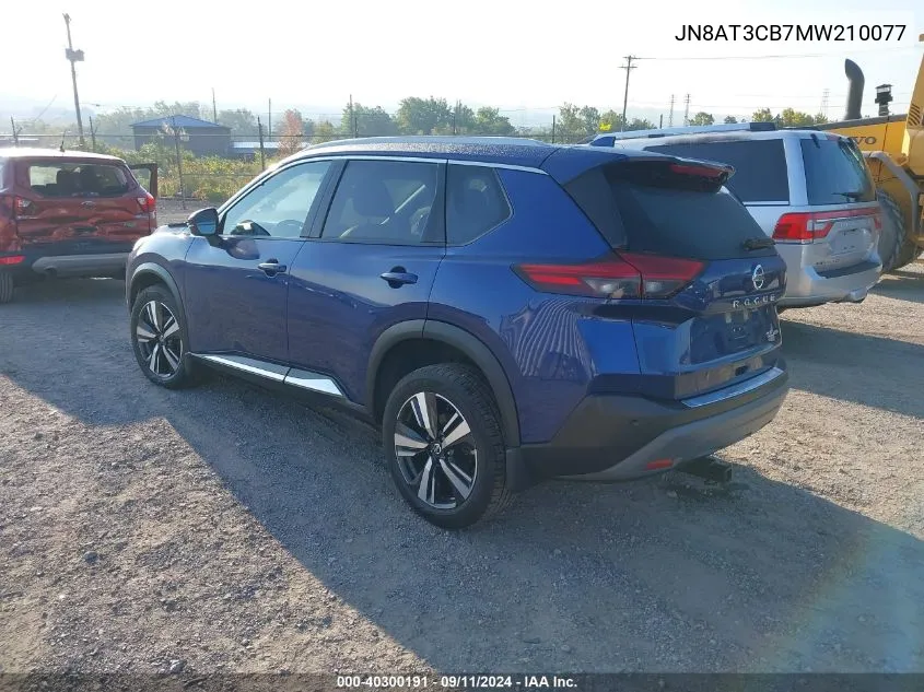 2021 Nissan Rogue Sl Intelligent Awd VIN: JN8AT3CB7MW210077 Lot: 40300191