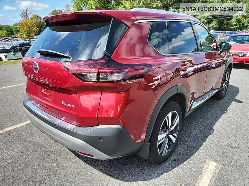 2021 Nissan Rogue Sl VIN: 5N1AT3CB3MC834922 Lot: 40304530