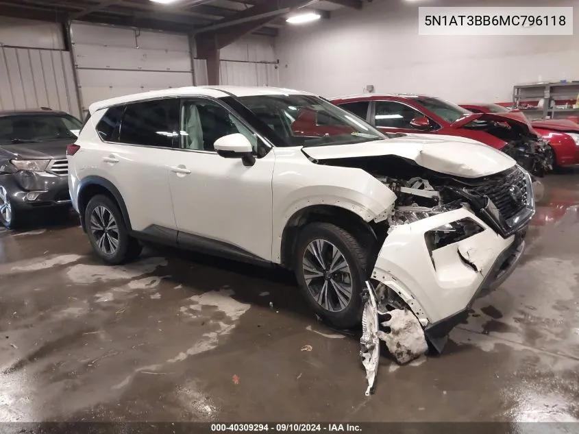 2021 Nissan Rogue Sv VIN: 5N1AT3BB6MC796118 Lot: 40309294