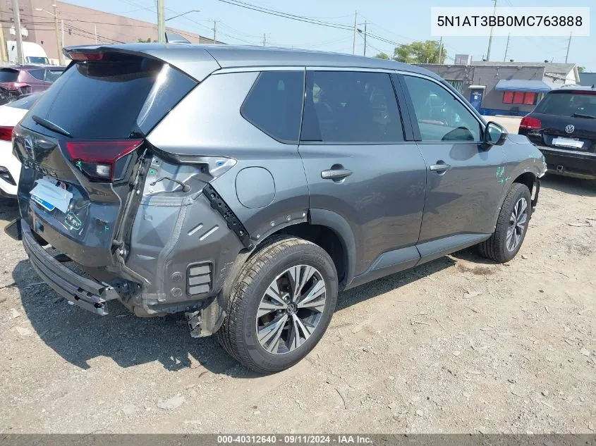 2021 Nissan Rogue Sv Intelligent Awd VIN: 5N1AT3BB0MC763888 Lot: 40312640