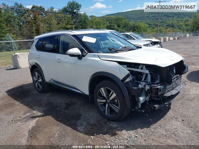 2021 Nissan Rogue Platinum Intelligent Awd VIN: JN8AT3DD3MW319667 Lot: 40314484