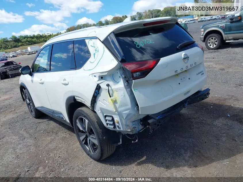 2021 Nissan Rogue Platinum Intelligent Awd VIN: JN8AT3DD3MW319667 Lot: 40314484