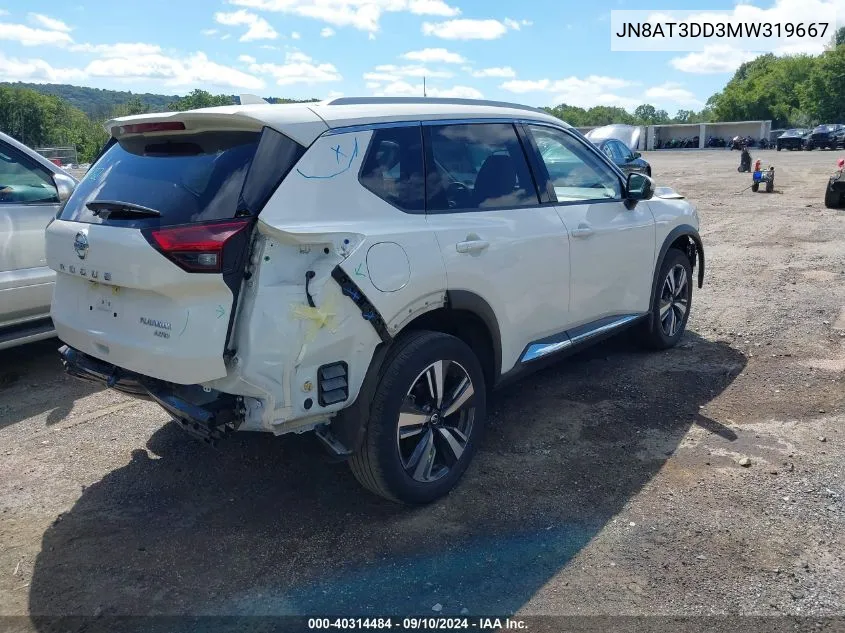 2021 Nissan Rogue Platinum Intelligent Awd VIN: JN8AT3DD3MW319667 Lot: 40314484