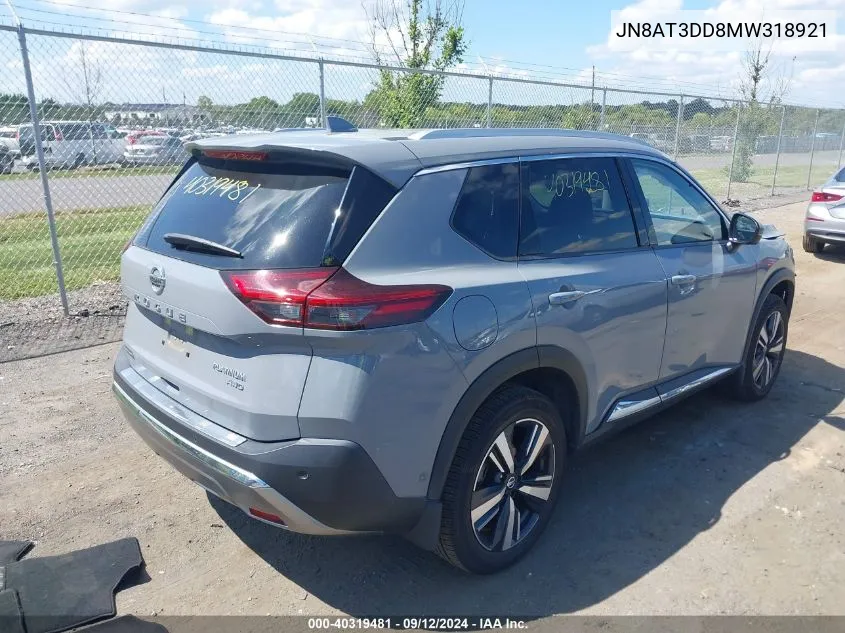 2021 Nissan Rogue Platinum Intelligent Awd VIN: JN8AT3DD8MW318921 Lot: 40319481