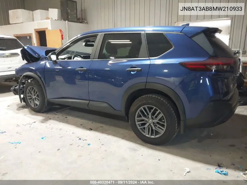 2021 Nissan Rogue S VIN: JN8AT3AB8MW210933 Lot: 40320471