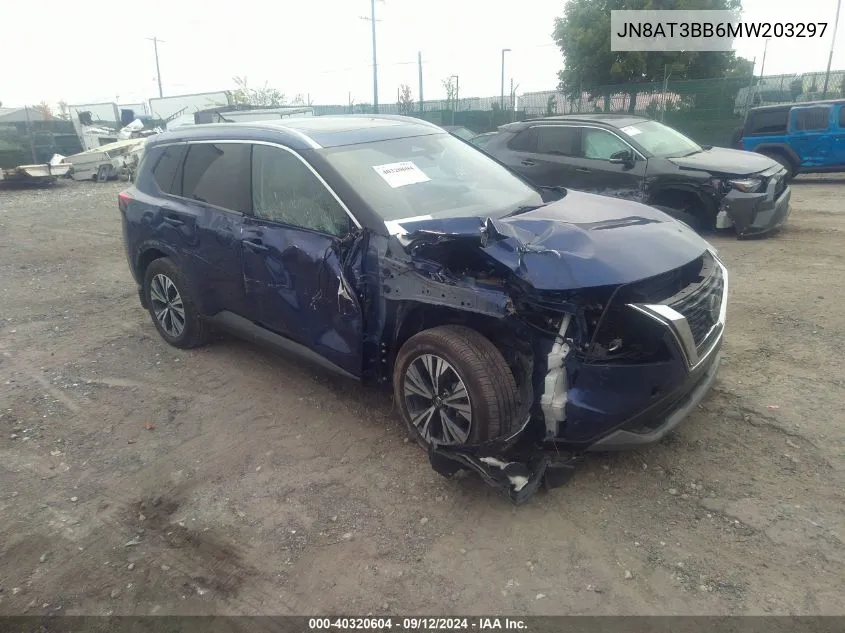 2021 Nissan Rogue Sv VIN: JN8AT3BB6MW203297 Lot: 40320604