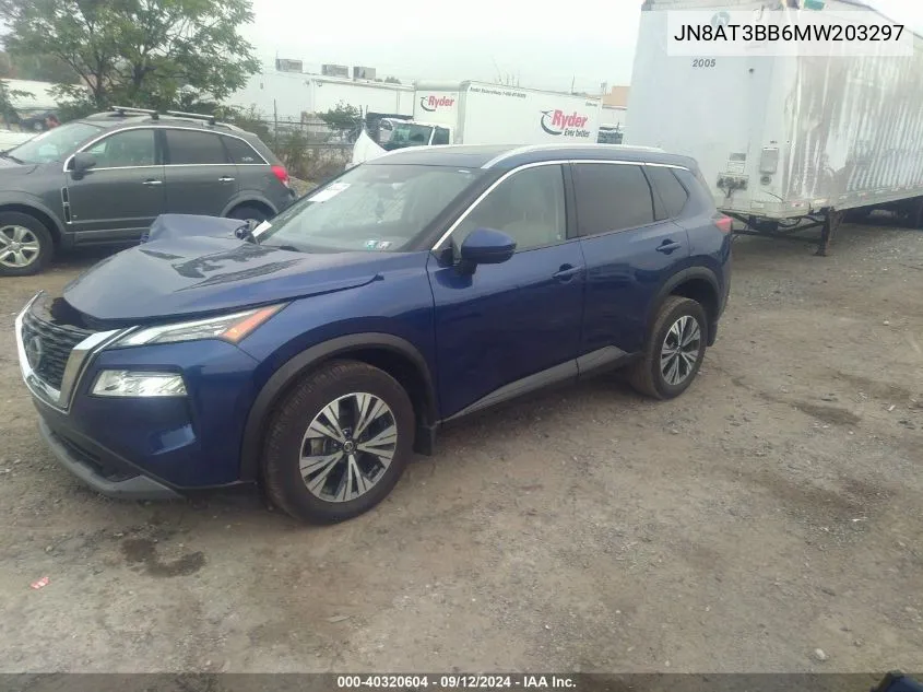 2021 Nissan Rogue Sv VIN: JN8AT3BB6MW203297 Lot: 40320604