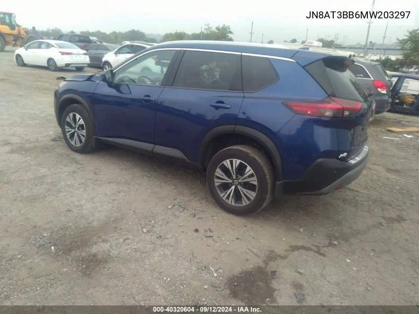 2021 Nissan Rogue Sv VIN: JN8AT3BB6MW203297 Lot: 40320604