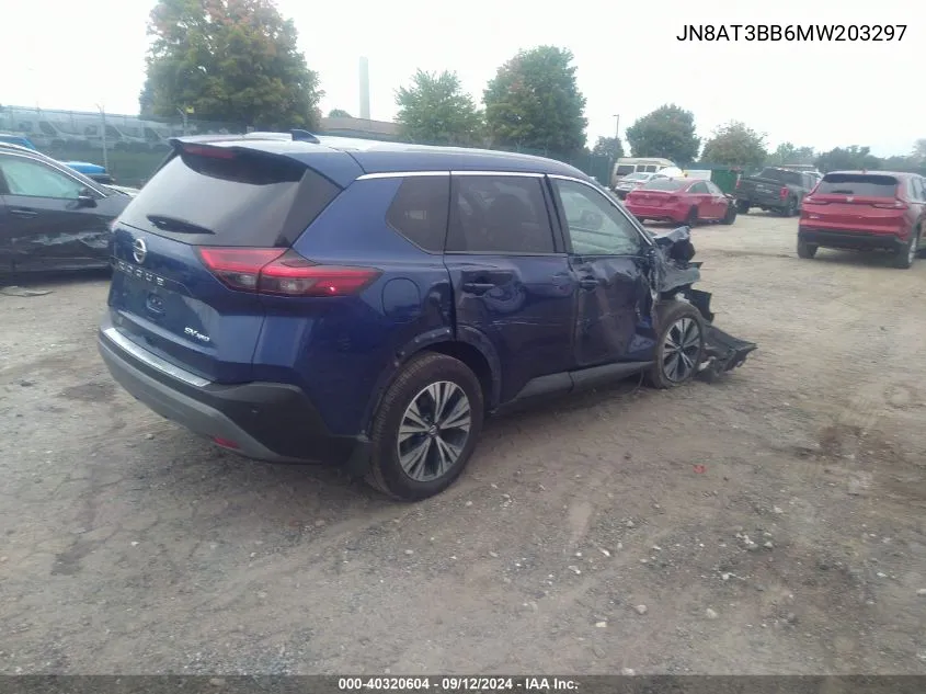 2021 Nissan Rogue Sv VIN: JN8AT3BB6MW203297 Lot: 40320604