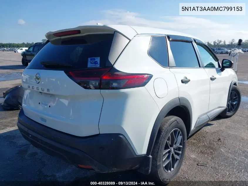 2021 Nissan Rogue S Fwd VIN: 5N1AT3AA0MC799153 Lot: 40328089