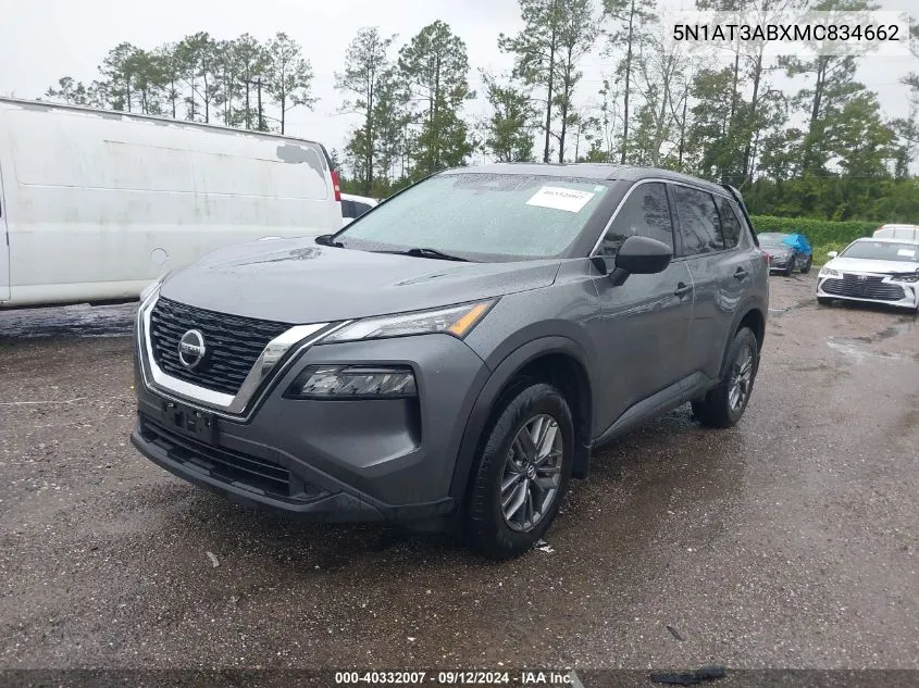 2021 Nissan Rogue S Intelligent Awd VIN: 5N1AT3ABXMC834662 Lot: 40332007