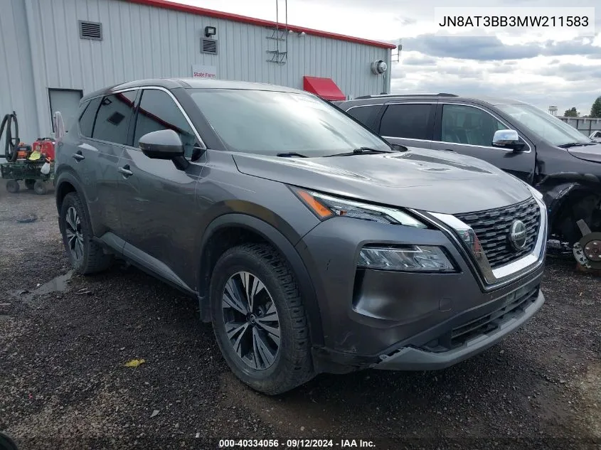 2021 Nissan Rogue Sv Intelligent Awd VIN: JN8AT3BB3MW211583 Lot: 40334056