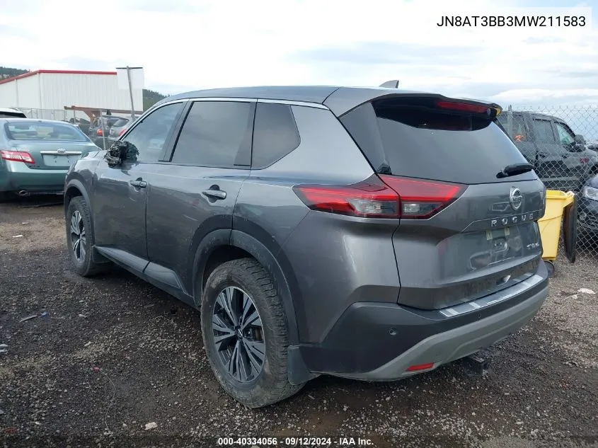 2021 Nissan Rogue Sv Intelligent Awd VIN: JN8AT3BB3MW211583 Lot: 40334056