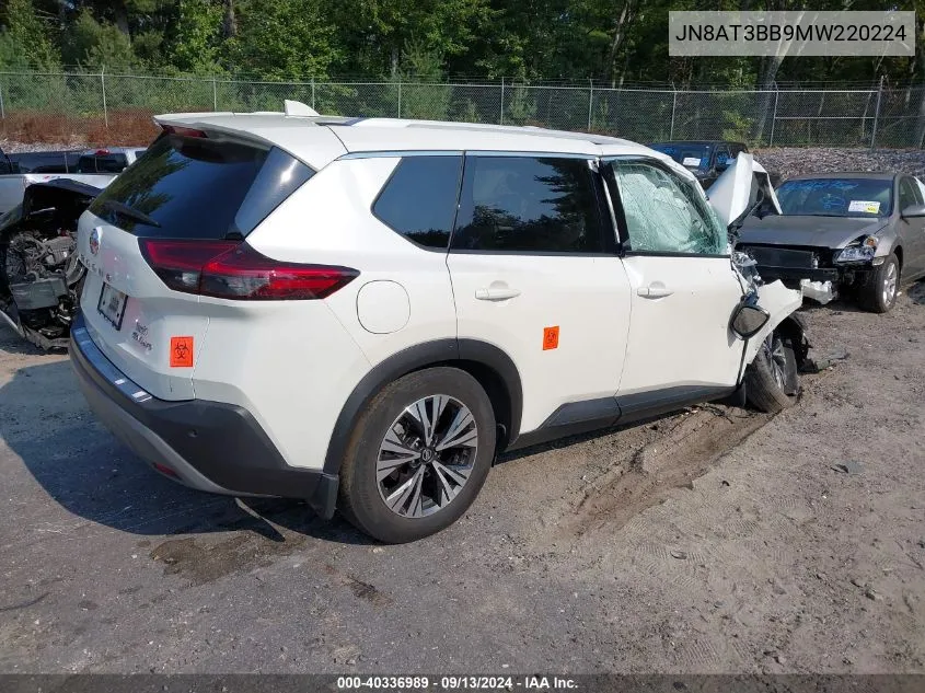 2021 Nissan Rogue Sv VIN: JN8AT3BB9MW220224 Lot: 40336989