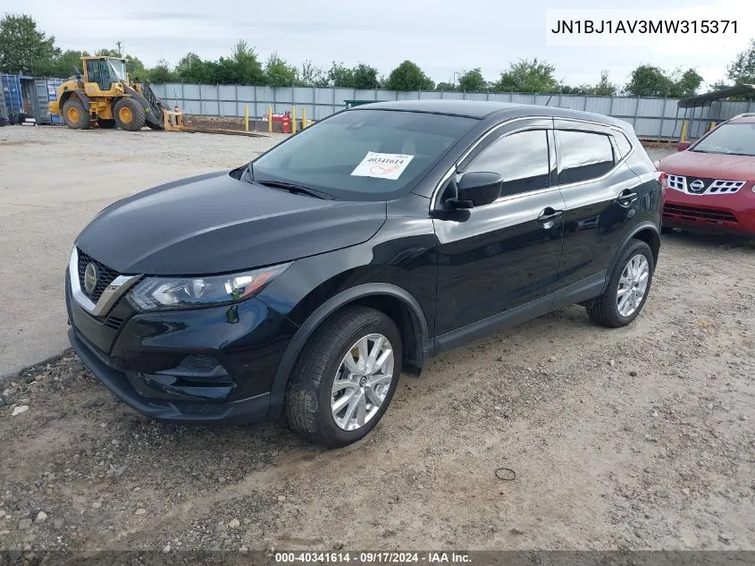 2021 Nissan Rogue Sport S Fwd Xtronic Cvt VIN: JN1BJ1AV3MW315371 Lot: 40341614