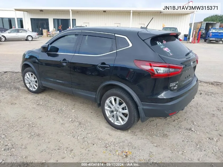 2021 Nissan Rogue Sport S Fwd Xtronic Cvt VIN: JN1BJ1AV3MW315371 Lot: 40341614