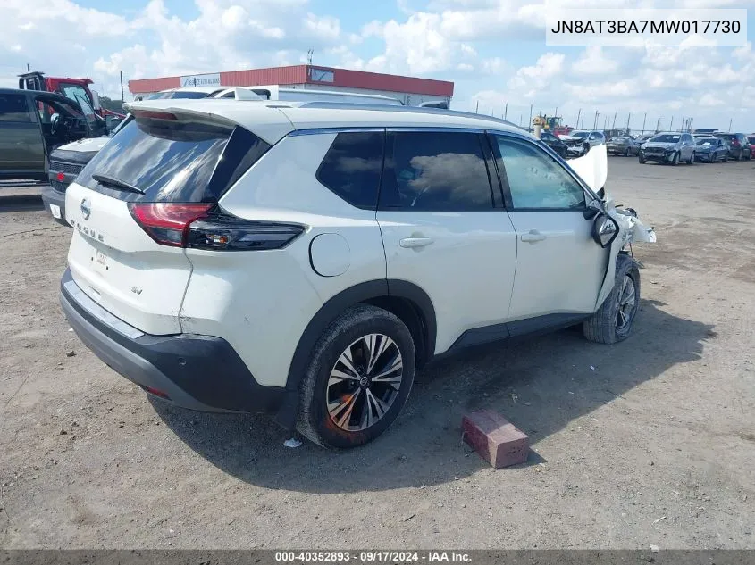 2021 Nissan Rogue Sv Fwd VIN: JN8AT3BA7MW017730 Lot: 40352893