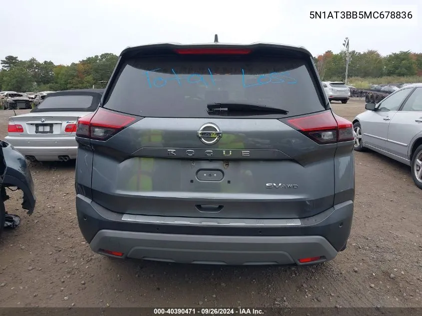 2021 Nissan Rogue Sv Intelligent Awd VIN: 5N1AT3BB5MC678836 Lot: 40390471