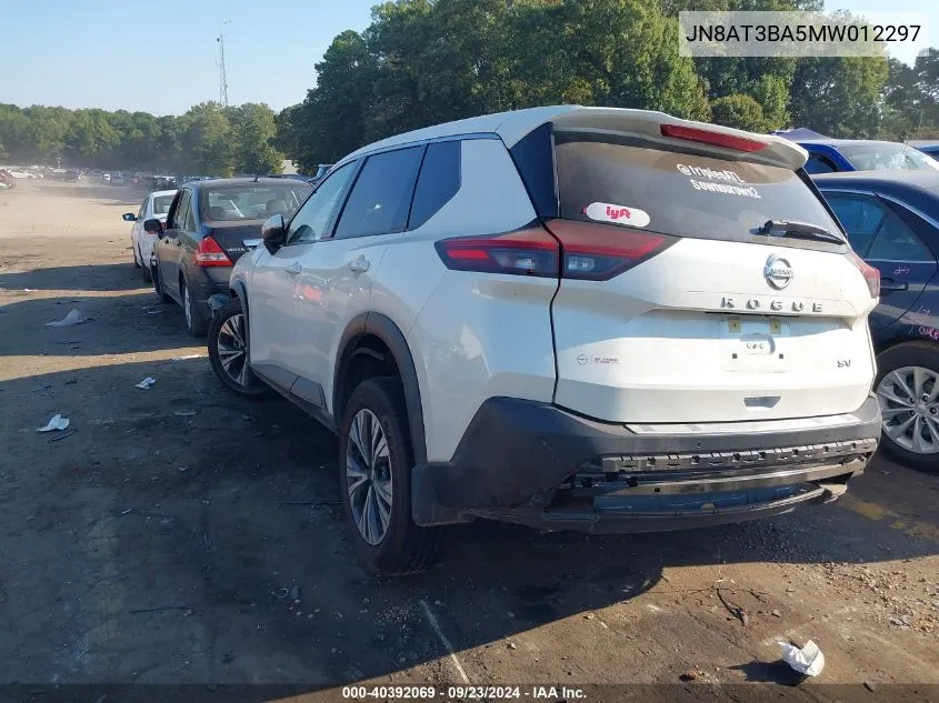 2021 Nissan Rogue Sv VIN: JN8AT3BA5MW012297 Lot: 40392069