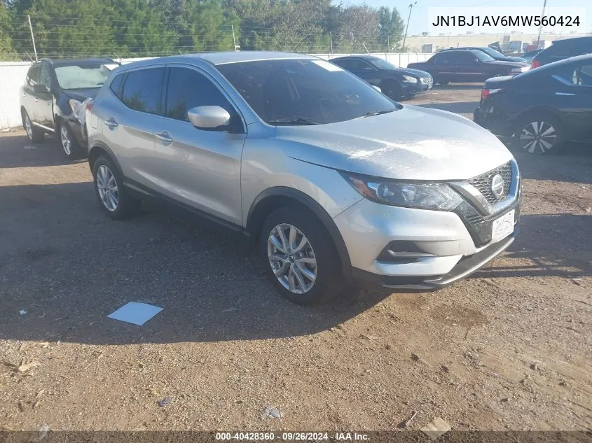 2021 Nissan Rogue Sport S VIN: JN1BJ1AV6MW560424 Lot: 40428360