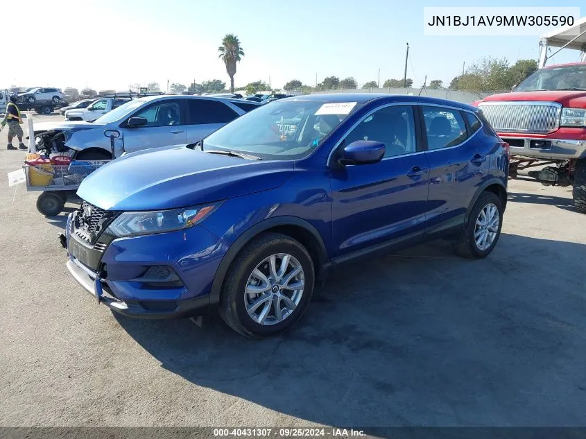 2021 Nissan Rogue Sport S Fwd Xtronic Cvt VIN: JN1BJ1AV9MW305590 Lot: 40431307