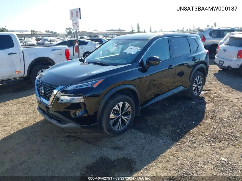 2021 Nissan Rogue Sv Fwd VIN: JN8AT3BA4MW000187 Lot: 40442751