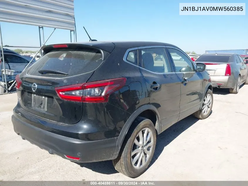 2021 Nissan Rogue Sport S VIN: JN1BJ1AV0MW560385 Lot: 40459811