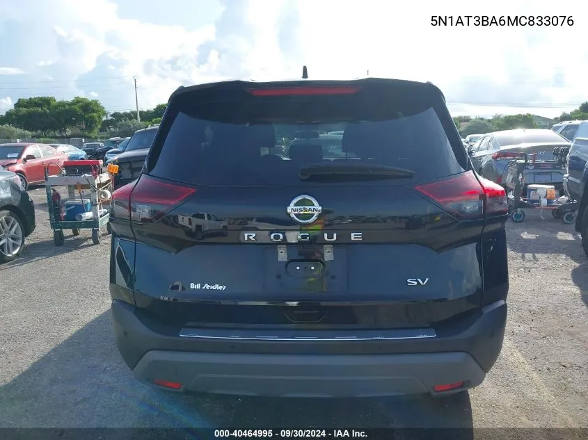 2021 Nissan Rogue Sv VIN: 5N1AT3BA6MC833076 Lot: 40464995