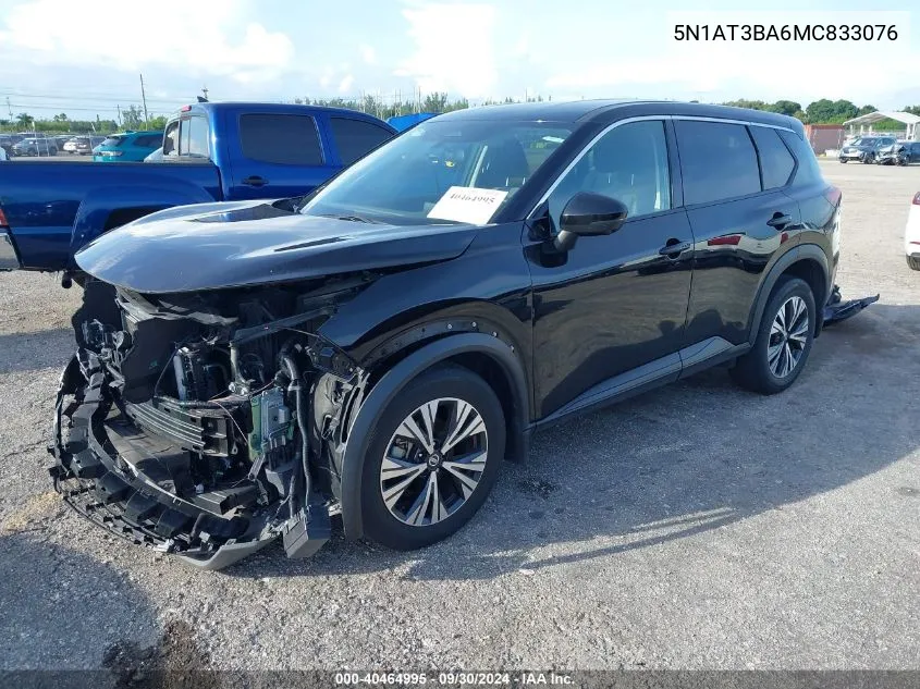 2021 Nissan Rogue Sv VIN: 5N1AT3BA6MC833076 Lot: 40464995