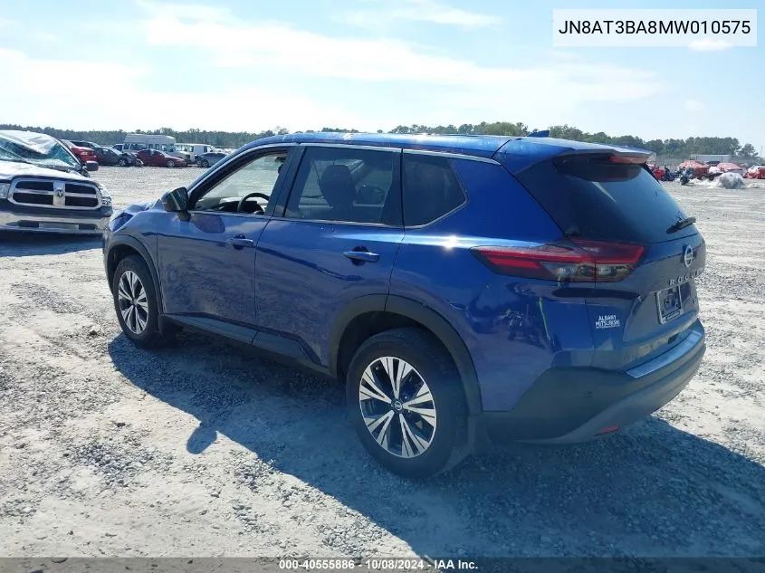 2021 Nissan Rogue Sv Fwd VIN: JN8AT3BA8MW010575 Lot: 40555886